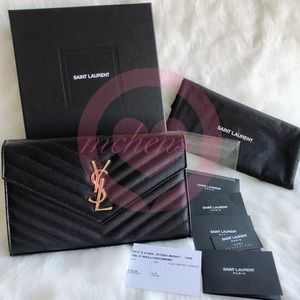 Auth Saint Laurent Monogram Wallet on Chain Black